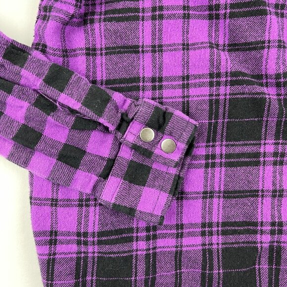 Weissman Womens Button Down Shirt Purple Black Plaid - Picture 5 of 8